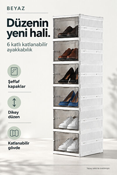 DOM Home 6 Katlı,Katlanabilir Ayakkabılık,Taşınabilir Çok Amaçlı , Geniş, Kay...