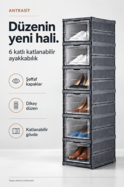 DOM Home 6 Katlı,Katlanabilir Ayakkabılık,Taşınabilir Çok Amaçlı , Geniş, Kay...