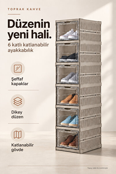 DOM Home 6 Katlı,Katlanabilir Ayakkabılık,Taşınabilir Çok Amaçlı , Geniş, Kay...
