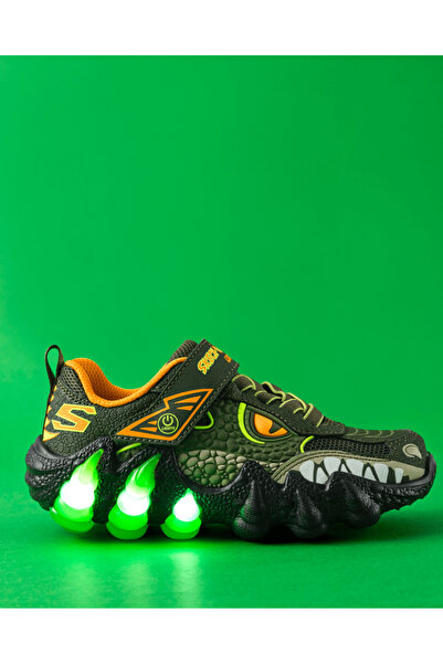 SKECHERS SKECHOSAURUS LIGHTS 2.0 Büyük Erkek Çocuk Haki Işıklı Spor Ayakkabı ...
