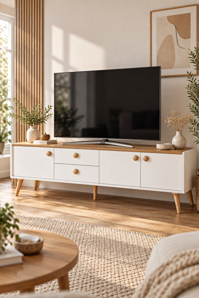 Minar Mitra Tv Ünitesi - Beyaz/Artisan