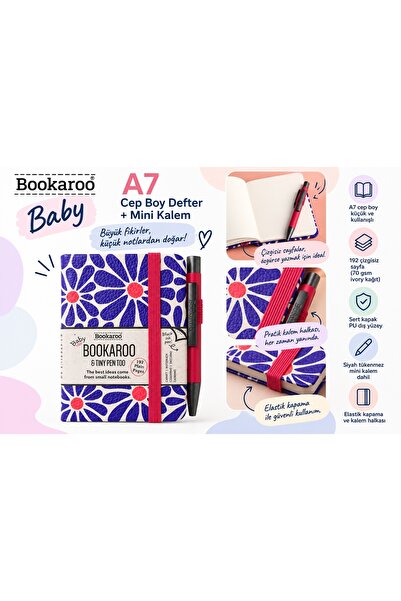 İF Bookaroo Baby A7 Pocket Size Unlined Notebook and Mini Ballpoint Pen – Daisy