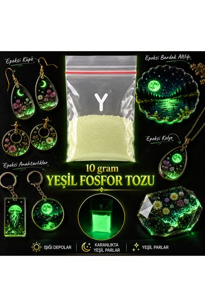 cnk craft shop 10gr Karanlıkta Parlayan Toz Fosfor - Epoksi, Mum, Hobi, Boya,...