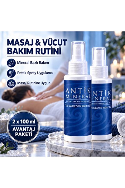 Antik Mineral Magnezyum Masaj Yağı 2'li Paket - 2 x 100 ml Sprey