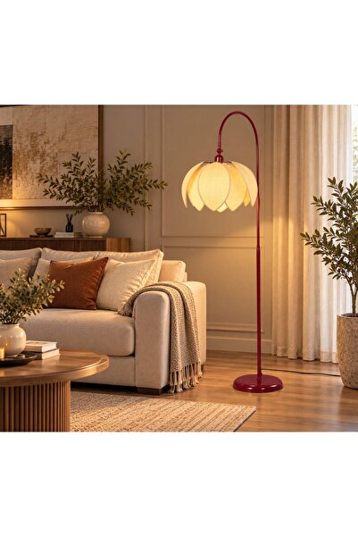 Emg DesiGn Lale Başlıklı Lambader Hareketli Başlık Modern Dekoratif Oturma Odası Çalışma Odası Zemin Lambası
