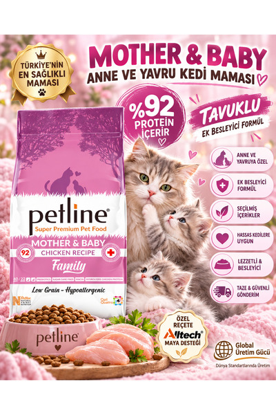 Petline Anne Ve Yavruya Özel Besleyici Tavuklu Kedi Maması 1,5kg - Family