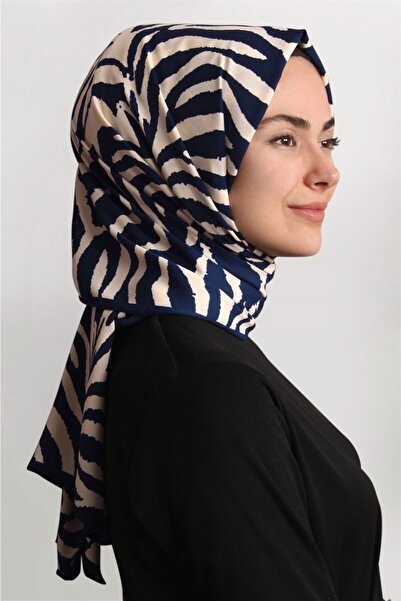 Cardion Medine Desenli Şal Eşarppark 1840-3 Lacivert-Beyaz Zebra