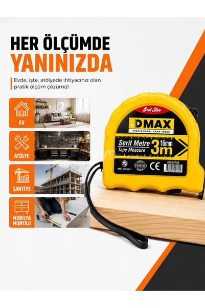 Zeyn Gross Dmax 3 Meter Tape Measure 16 mm Compact Measuring Tape Home Worksh...