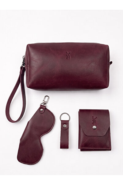 SANAT 100% Genuine Crazy Leather Minimalist 5-Piece Accessory Set: Handbag - ...