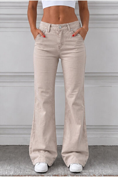 BİKELİFE Distressed Washed High Waist Flare/Spanish Jeans