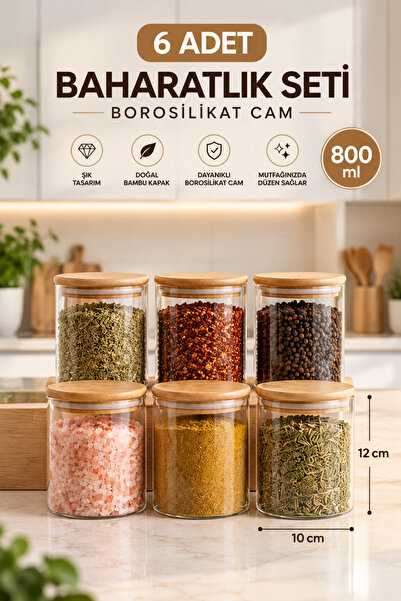 NOKKA Set of 6 800 ml Glass Food Storage Containers with Bamboo Lids 10X12 cm...