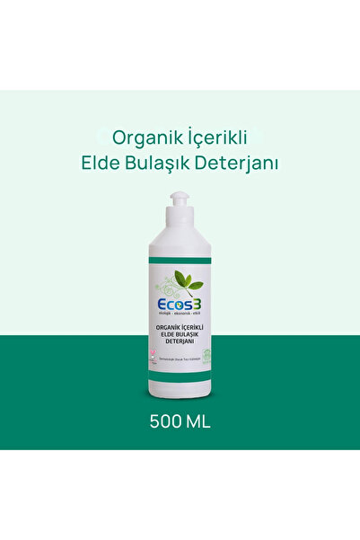 Ecos3 Organik İçerikli Elde Bulaşık Deterjanı, Vegan Sertifikalı, Ekolojik, A...