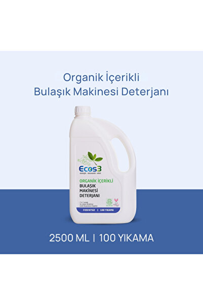 Ecos3 Organik Bulaşık Makinesi Deterjanı, Vegan Sertifikalı, Ekolojik, 7’si B...