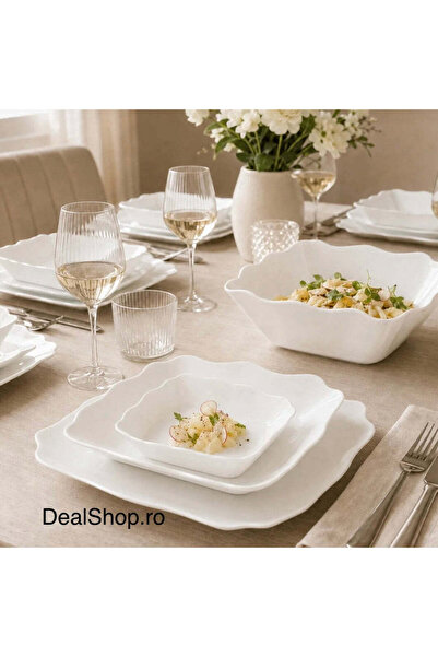 dealshopromania Σετ φαγητού 19 τεμαχίων από δαντελένιο λευκό, ανθεκτικό στη θ...