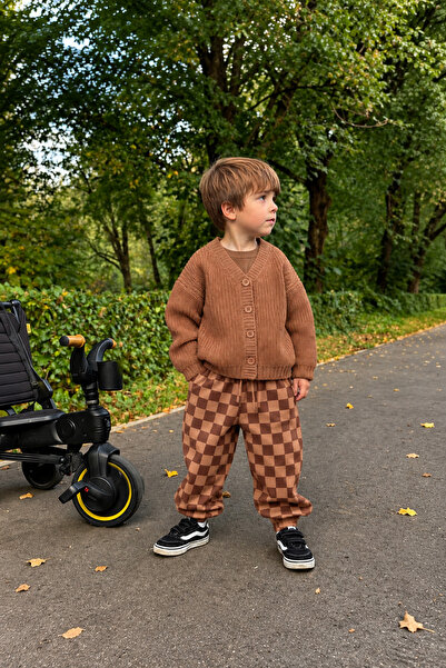 Tifina Kids Erkek Çocuk %100 Pamuk Triko Hırka Damalı Pantolon Takım