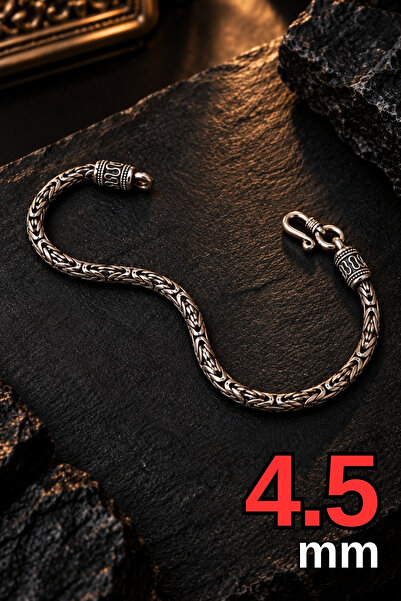 OSMANLI GÜMÜŞ Erkek Gümüş Bileklik - 4.5mm Kancalı Kral 925 Ayar Sertifikalı ...