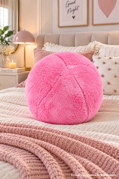 Pabtex Pernă bilă de pluș - Pernă decorativă rotundă, decorațiune moale de pl...