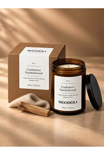 MOODÈRA Sandalwood Kokulu Mum, %10 Koku Esansı, Soya ve Parafin Mum Karışımı ...