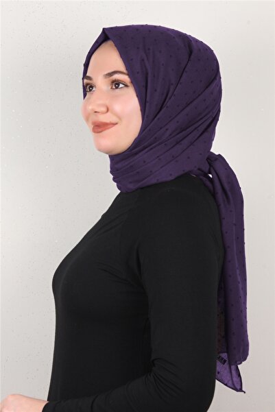 Eşarppark Pamuklu Pıt Pıt Şal 3092-34 Patlıcan Moru
