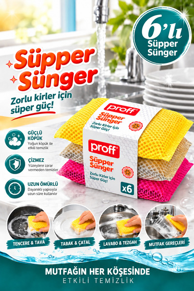 grimorlife 6 Pieces of Microfiber Mesh Dishwashing Sponges – Durable and Hygi...