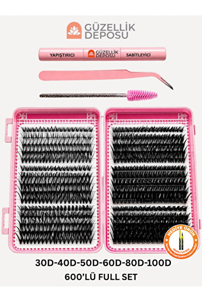 Güzellik Deposu Takma Kirpik Seti 580 Parça 30D/40D/50D/60D/80D/100D Komple Set