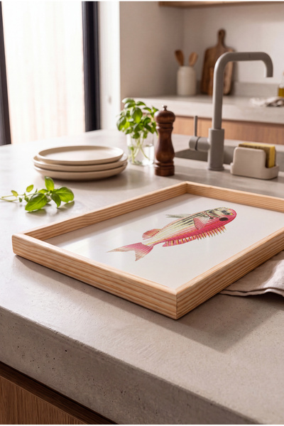 Zevahir Mobilya Dekorasyon Red Pink Fish Patterned - Rectangular Coffee Prese...