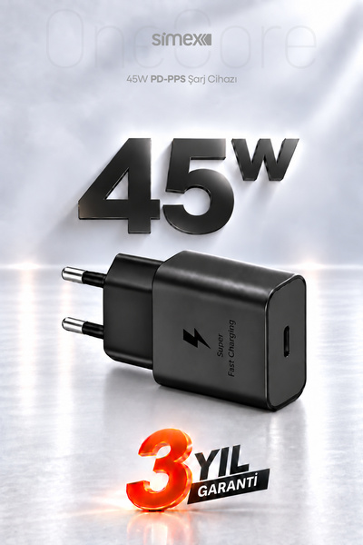 Simex 45W Samsung Uyumlu Süper Hızlı Şarj Aleti Type-C Güç Cihazı Adaptörü Ba...