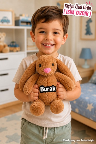 Pandamkee Kişiye Özel İsim Baskılı Uyku Arkadaşım Peluş Tavşan
