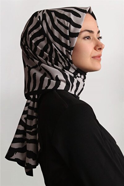 Cardion Medine Desenli Şal 1840-50 Zebra Siyah-Taş