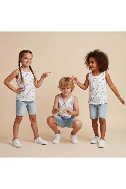 BONBON Children's Cotton 3-Pack Printed Undershirts Cb1040