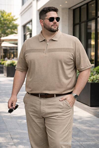 Maccali Men's Plus Size Summer Mink Polo Collar Knitwear T-Shirt