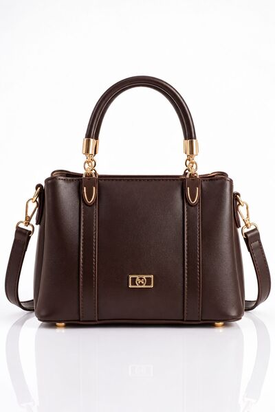 VIATOX As 747 Gold Detailed Women's Hand and Shoulder Bag Brown