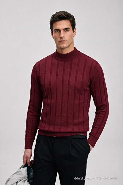 Maccali Tricotaj pentru bărbați, tricou cu mânecă lungă, pulover cu guler îna...