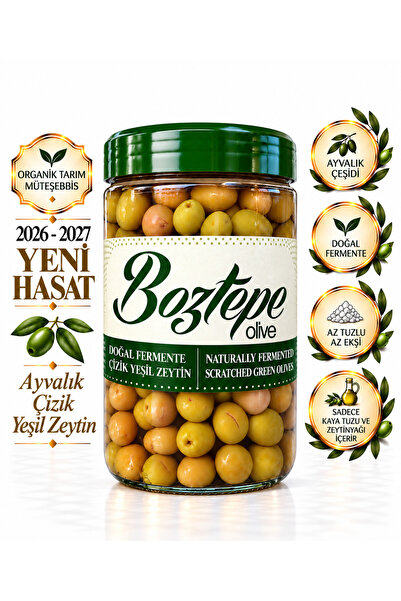 Boztepe Ayvalık Çizik Yeşil Zeytin Doğal Fermente 1000 cc