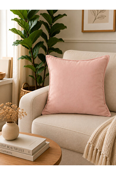 Decamor home Pearl Powder Pink Plain Throw Pillow Cover