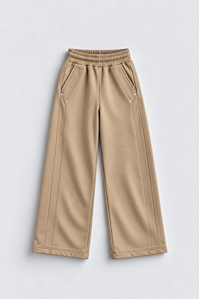 Joi Kids Kız Çocuk Geniş Paça (Wide-Leg) Eşofman Altı - Cepli ve Çakma (trok)...