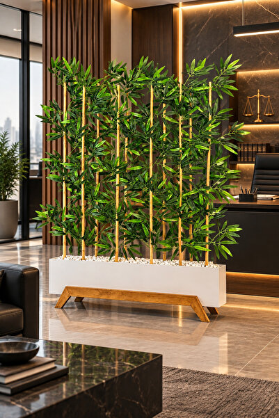Bahçem Ahşap 1mt Saksılı 10gövde 180cm Yapay Yapraklı Dekoratif Bambu Seperat...