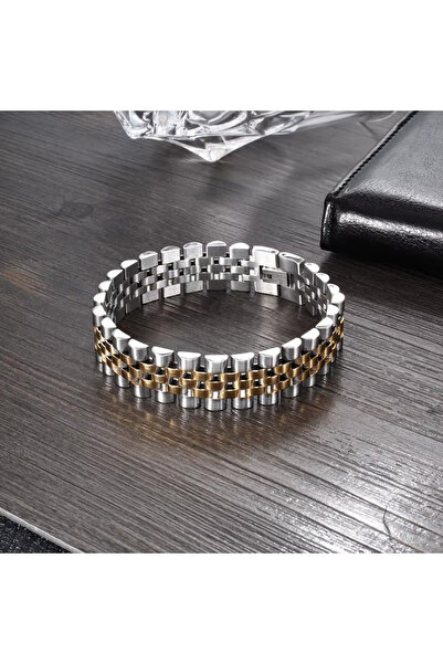 OEM Men's "Business Man" Bracelet Made of Premium Stainless Steel, 18K Gold P...