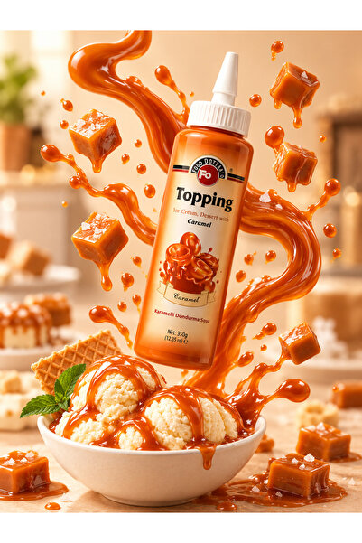 FO Topping Karamel Sos 350 GR - Waffle, Krep, Pancake, Dondurma ve Tatlı Topp...