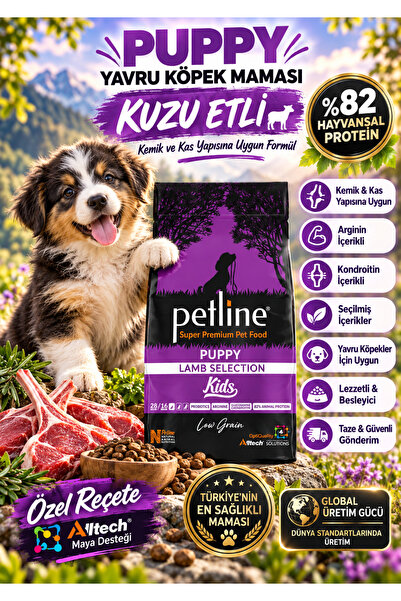Petline Kemik Ve Kas Gelişimini Destekleyici Kuzu Etli Yavru Köpek Maması 12 ...