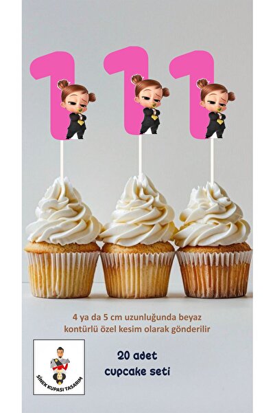 Sinek Kupası Tasarım Ornament pentru cupcake cu tematică Baby Boss Girl de 1 ...