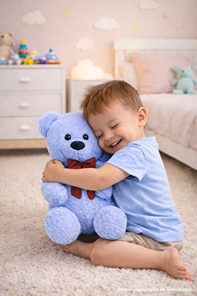 Pababo 50 cm Sitting Plush Teddy Bear with Bow Tie – Soft Textured Adorable Bear
