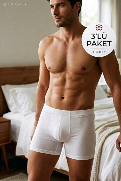 YILDIZ Bambu Erkek Boxer Beyaz 3'lü Paket