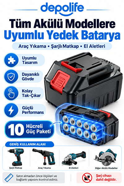 Depolife robo Araç yıkama yedek pil Tüm Akülü Modellere Uyumlu Şarjlı Matkap ...