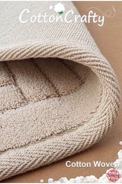 Cotton Crafty Cotton Woven, Water Absorbent, Bath Mat Set, Bathroom Rug Vera 2-Piece Toilet Set 60X100-60X50 White