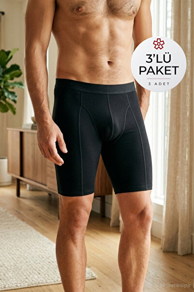 YILDIZ Modal Long Men's Boxer Black 3-Pack