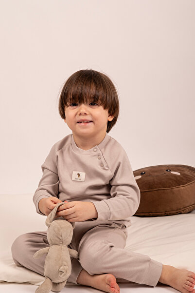 VAUVA İkili Takım Kız Erkek Bebek Çocuk Nakışlı Pijama Takımı