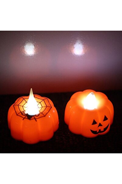 partidolu 2 Adet Halloween Işıklı Gülen Yüz Balkabağı ve Örümcek Ağı Temalı P...