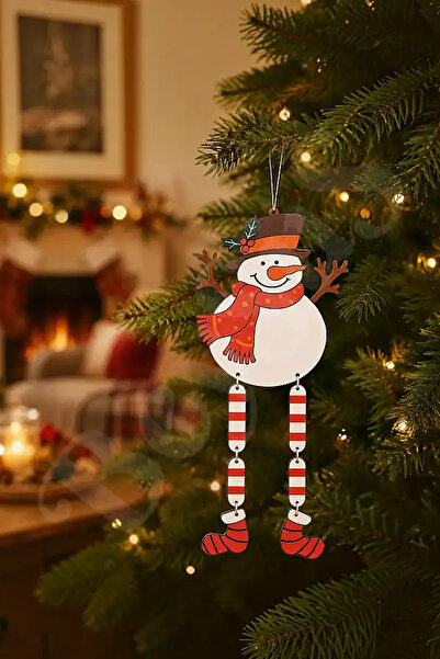 BeySüS Christmas Tree Ornament Wooden Snowman with Swinging Legs 27 cm