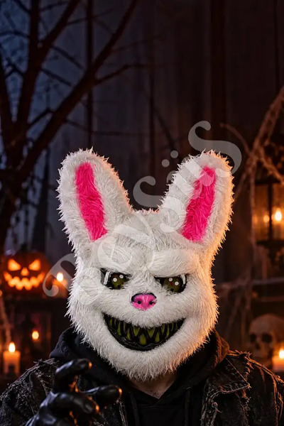 BeySüS Cadılar Bayramı Halloween Tüylü Tavşan Maskesi